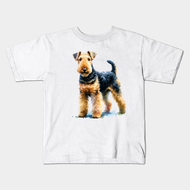 Watercolor Airedale Terrier - Beautiful Dog Kids T-Shirt by Edd Paint Something